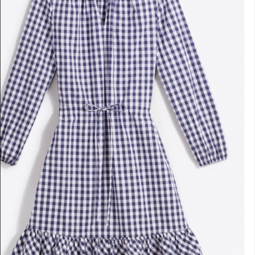 Draper James Lucinda Popover Dress in Navy Gingham. Size Medium.